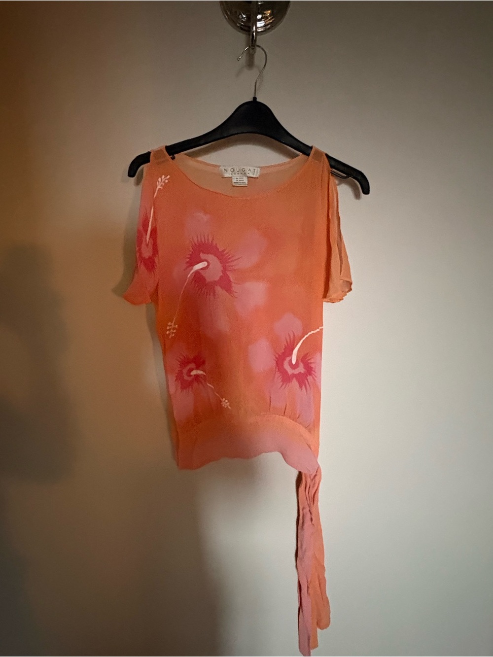 Nougat London Peach 100% silk Blouse size 1